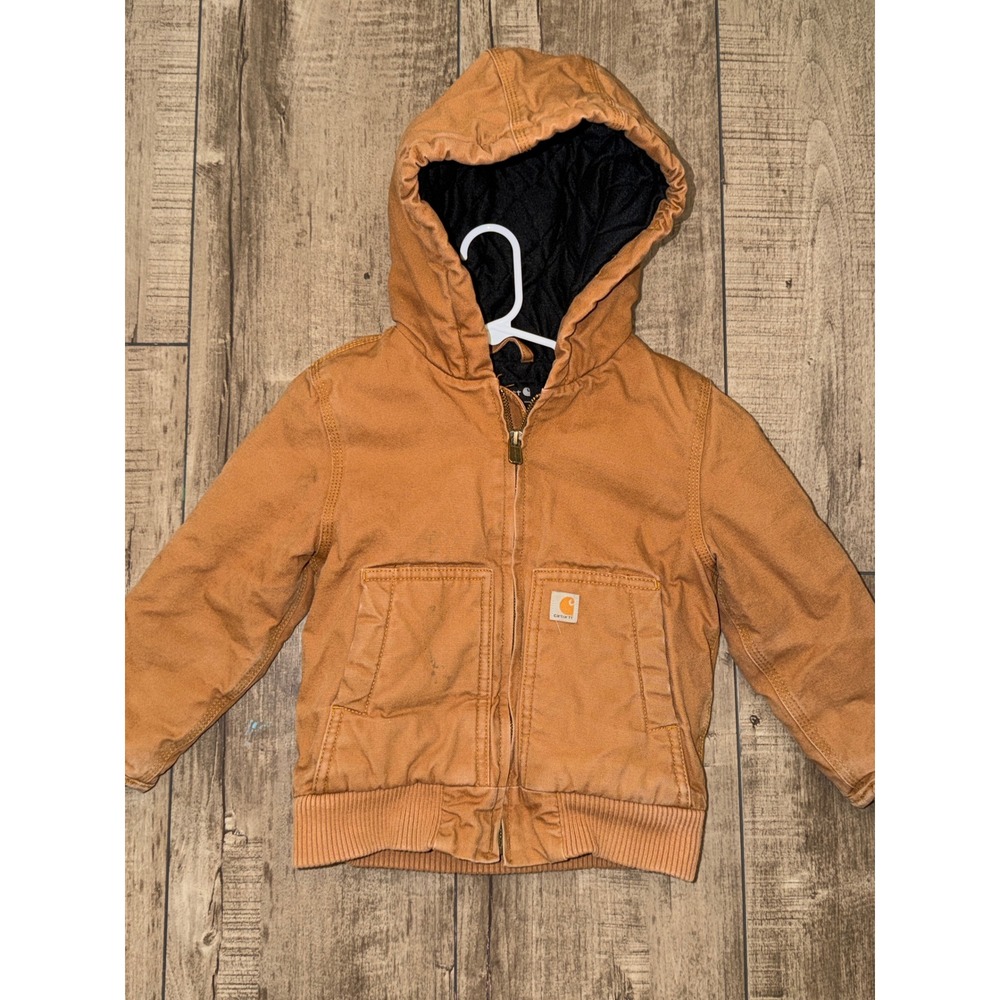 Carhartt Kids OJ8552-B Brown Duck Hooded Active Jacket 4T